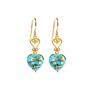 Murano Glass Rose Heart Earrings by I Love Murano, Murano Glass Heart, Murano Glass Jewelry, Murano Glass Earrings, Heart Earrings