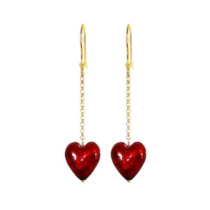Murano Glass Red Heart Pendant Earrings by I Love Murano, Murano Glass Heart, Murano Glass Jewelry,Murano Glass Earrings, Red Heart Earrings
