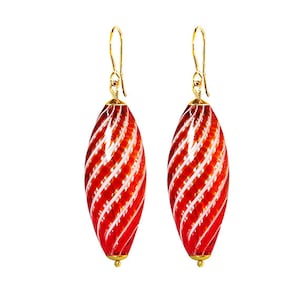 Murano Hand Blown Glass Earrings by I Love Murano ’Red Ribbon', Blown Glass Earrings, Murano Glass Earrings, Murano Glass Jewelry, Murano