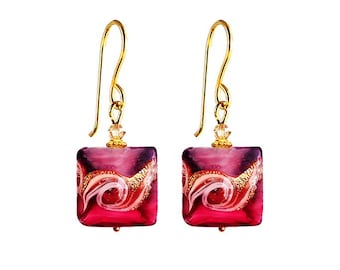 Murano Glass Earrings by I Love Murano ’Venetian Wave' in Fuchsia, Murano Glass Earrings, Murano Earrings, Murano Glass Jewelry, Venetian