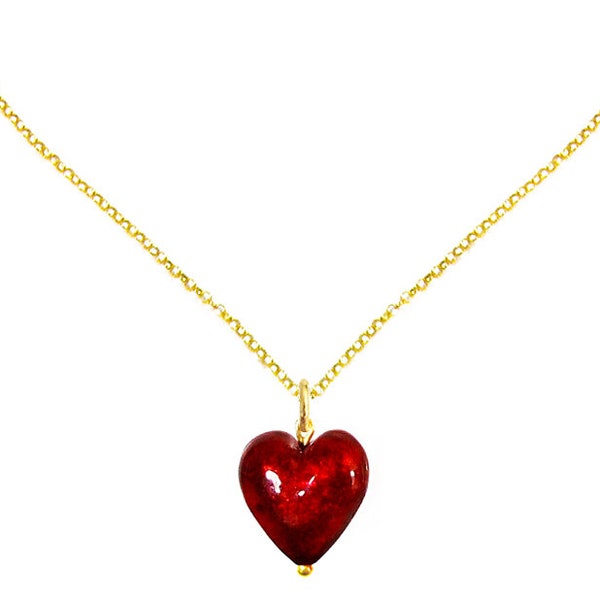 Mini collier coeur en verre de Murano rouge par I Love Murano, coeur en verre de Murano, bijoux en verre de Murano, collier en verre de Murano, coeur en verre rouge