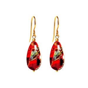 Murano Glass Bead Earrings ‘Calcedonia’ by I Love Murano in Red, Murano Glass Earrings, Murano Glass, Murano Glass Jewelry