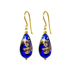 Murano Glass Earrings Calcedonia by I Love Murano in Lapis Blue, Murano Glass Earrings, Murano Glass Jewelry, Murano Glass, Glass Earrings