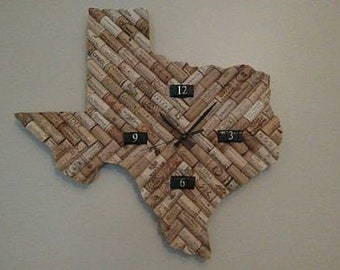 Texas Wine Cork State Map Clock