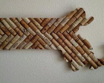 Massachusetts Wine Cork Map