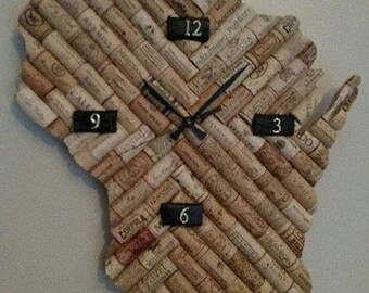 Wisconsin Wine Cork State Map Clock