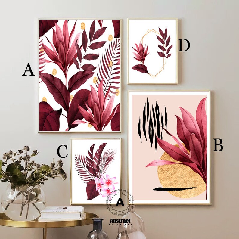 Tropical Wall Art Prints on Canvas Botanical Wall Art Set of 4 Etsy