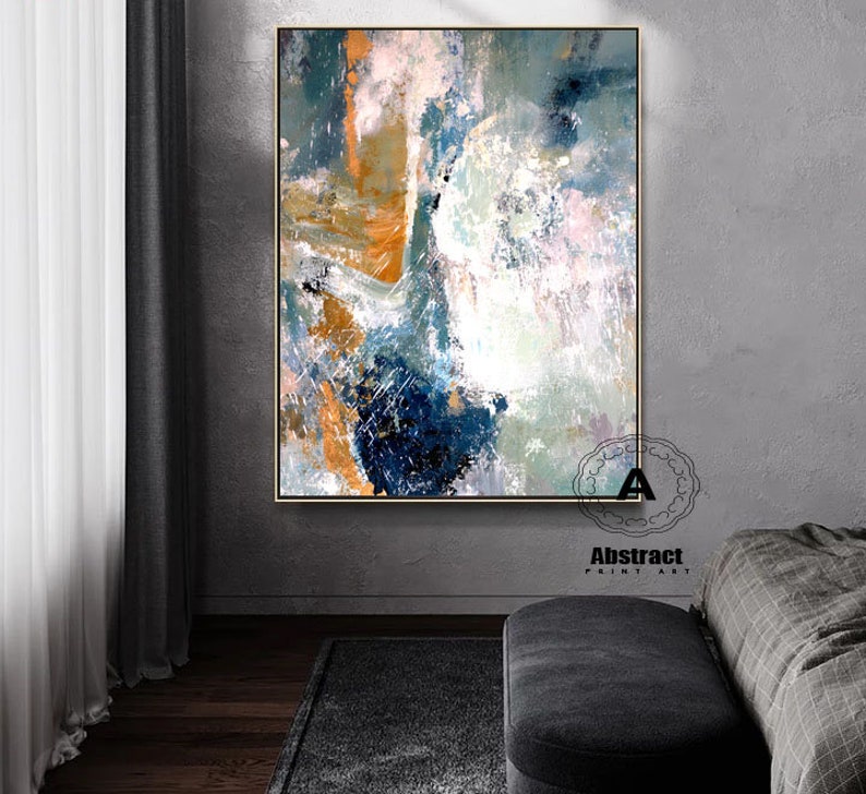 Large Blue Abstract Art Prints On canvas Blue Print ArtLarge Etsy