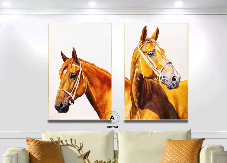 Horse DecorSet of 2 Large Canvas Print Horse Wall ArtHorses | Etsy