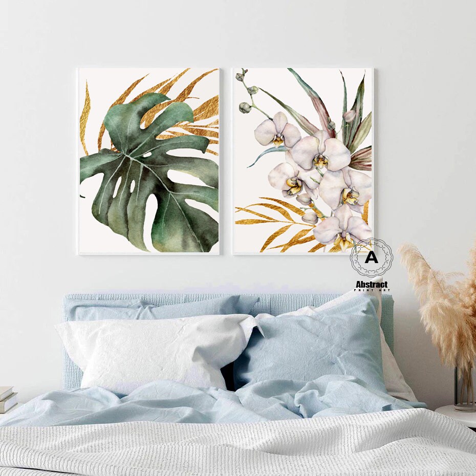 Tropical Wall Art Prints on Canvas Botanical Wall Art Set of 3 Etsy