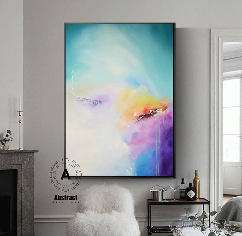 Oversized Colorful Canvas Art on Canvas Large Geclee Etsy