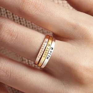 Bague prénom chien, cadeau de Noël commémoratif animal de compagnie, cadeau perte de chien chat, bague chien maman, cadeau de sympathie perte d'animal de compagnie, cadeau maman chat personnalisé