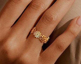 Anello con fiore di nascita in famiglia, anello personalizzato per la mamma, regali unici per la festa della mamma, anelli floreali, gioielli personalizzati per la mamma, regalo per la mamma dalla figlia