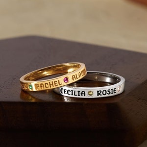 Mom Ring With Kids Names, Personalized Gift, Mom Ring, Birthstone Ring For Mom, Mother Gift, Mom Jewelry Birthstone, Birthday Gift