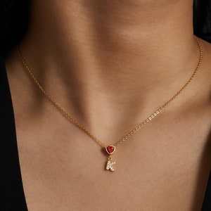 Collar con inicial de piedra de nacimiento, regalo para el Día de la Madre, regalo de cumpleaños, collar con letra y piedra de nacimiento, collar con letra y piedra de nacimiento