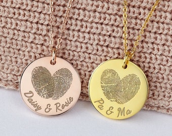 Double Fingerprint Necklace, Memorial Gift, Custom Fingerprint Jewelry, Two Fingerprints Necklace, Memorial Necklace