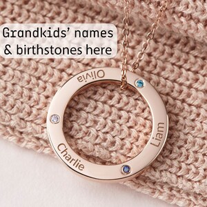 Birthstone Necklace for Grandma, Mothers Day Gift For Grandma, Grandkids Names Necklace, Birthstone Necklace For Grandma, Nana Gift