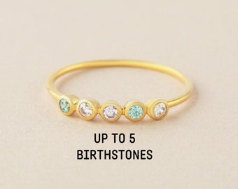 Personalized Birthstone Rings, Mother Birthstone Ring, Mothers Day Gift, Kids Birthstone Jewelry, Mom Jewelry, 2 3 4 5 birthstones