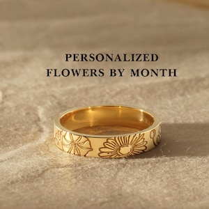 Personalisierter Geburtsblumenring, Geburtsblumenring, Handgemachter Geburtsblumenring, Personalisierter Blumenring, Geburtstagsgeschenk