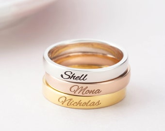 Personalized Ring - Custom Band Ring For Mom - Gift For Girlfriend - Engraved Name Rings - 925 Silver Ring - Ring With Name