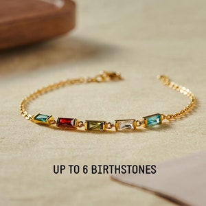 Mom Bracelet With Birthstone, Birthstone Bracelet Gold, Family Birthstone Jewelry, Custom Mom Jewelry, Bracelet For Mom, Gift For Mummy