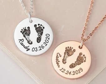 Silver Baby Feet Necklace,Footprints Charm,Mother/'s Day Gift,Family Jewelry,Birthday Pregnancy Newborn Baby Shower Gift Neckalce for Mom Her