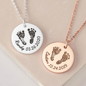 Mom Necklace Baby Feet, New Mom Jewelry, Mothers Day Gift For New Mom, Push Gift, Baby Footprint Gift, New Mom Necklace