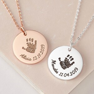 Handprint Necklace, Baby Handprint Gift, New Mom Mothers Day Gift, Memorial Jewelry Child Loss, Baby Loss Necklace