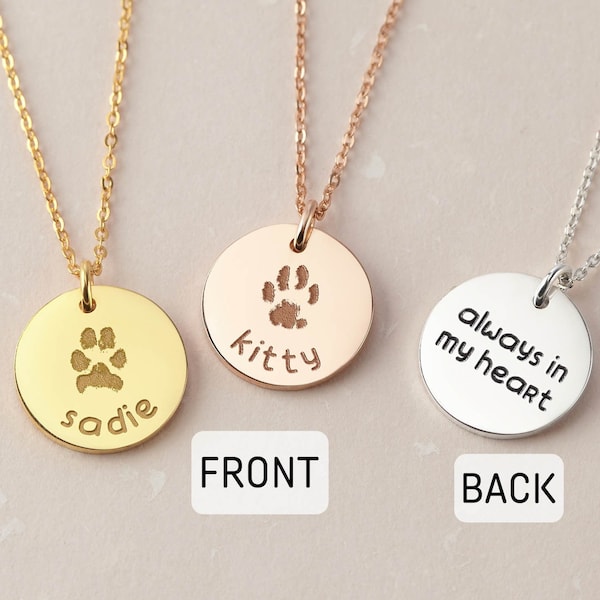 Paw Print Necklace, Paw Print Necklace, Pawprint Necklace, Cat Dog Nose Print, Pet Loss Gifts, Pet Lover Gift