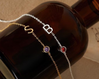 Gift for Mom To Be, Sideways Initial Necklace, Kids Initial Necklace, Necklace Gift, Children Initials Necklace, New Mom Jewelry