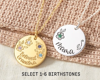 Birthstone Necklace For Mom, Mothers Day Jewelry, Kids Birthstones Necklace, Gift For Mom, Grandma Jewelry Children Birthstones