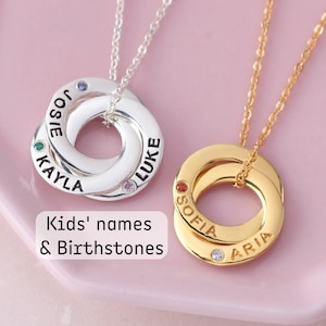 Mothers Necklace Birthstone, Mothers Day Gift For Mom, Kids Name Necklace Birthstone, Mom Necklace With Kids Names And Birthstone