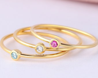 Birthstone Rings For Mom, Mothers Day Gift For Mom, Stackable Birthstone Rings, Stacking Mother Rings, Birthstone Jewelry Gold, Family Ring