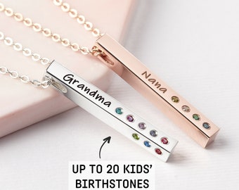 Grandma Necklace Birthstone, Gift For Grandma, Grandma Necklace, Birthstone Bar Necklace, Nana Necklace, Grandma Gift, Birthday Gift