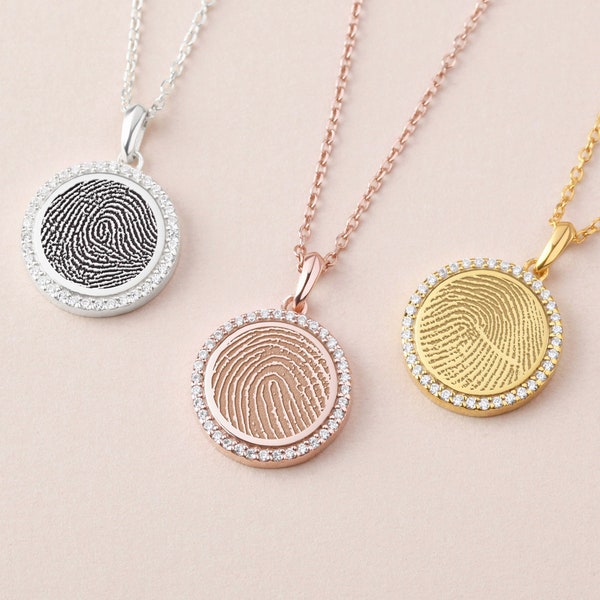 Engraved Fingerprint Necklace, Fingerprint Necklace, Fingerprint Jewelry, Loss Of Loved One Gift, Thumbprint Necklace