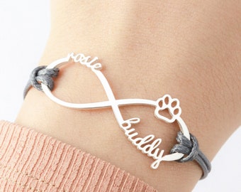 Dog Mom Bracelet, Pet Name Bracelet, Pet Memorial Gift, Gift For Pet Owner, Dog Name Jewelry, Cat Lover Gift, Pet Mom Jewelry