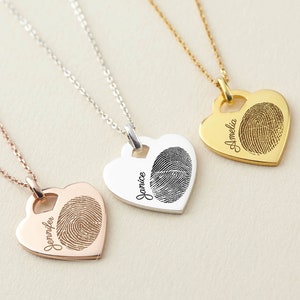 Fingerprint Necklace Heart - FingerprintNecklace - Memorial Jewelry - Sterling Silver Fingerprint Jewelry - Thumbprint Jewelry