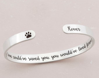 Dog Memorial Jewelry, Pet Memorial Bracelet, Personalized Pet Name Bracelet, Pet Lover Gifts, Paw Bracelet Gift for Dog Mom