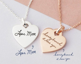 Handwriting Necklace - Necklace For Mom - Handwriting Necklace Heart - Memorial Necklace - Handwriting Jewelry Rose Gold