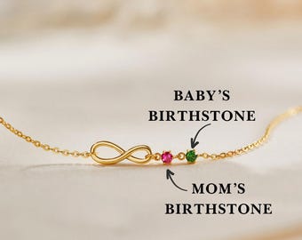 New Mom Necklace, Birthstone Necklace For New Mom, First Time Mom Necklace, Mother Daughter Jewelry, Two Birthstone Necklace, Christmas Gift