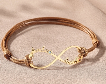 Mother Daughter Infinity Bracelet, Gold Bracelet With Kids Names, Mothers Day Gift, Custom Mom Jewelry, Name Bracelet With Birthstone