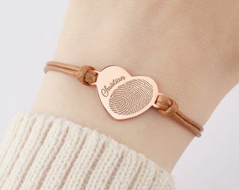 Actual Fingerprint Bracelet, Thumbprint Jewelry, Fingerprint Heart Pendant, Memorial Gift, Keepsake Jewelry, Sympathy Gift