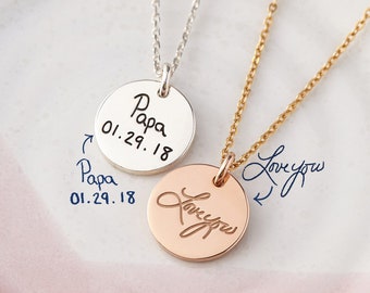 DAINTY Memorial Keepsake • Mothers Jewelry From Handwriting • Gold Necklace • Necklace With Handwriting •In Memory of Mom Gift