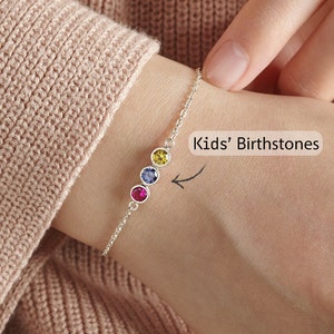 Kid Birthstone bracelet, Gift For Mother, Mom Bracelet With Kids Birthstones, Birthstone Jewelry For Mom, Birthday Gift