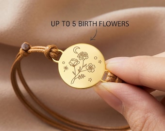 Personalisiertes Mama-Armband, kombiniertes Geburtsblumen-Armband, Muttertagsgeschenk für Mama, Mama-Armband, Geburtsblumen-Schmuck