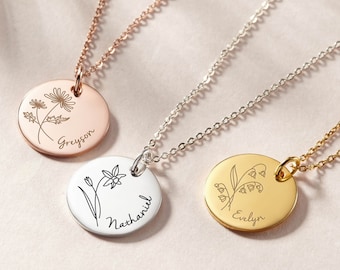 Birth Flower Necklace, New Mom Necklace, New Mom Mothers Day Necklace, First Time Mother Necklace, New Mother Jewelry, Gifts For Mom