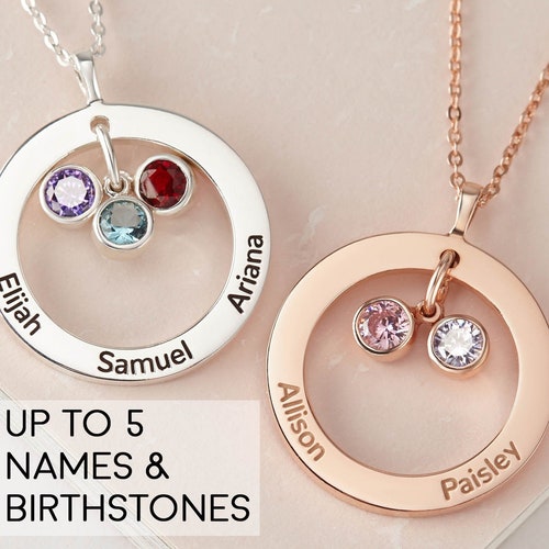Mother Birthstone Necklace Mom Necklace 