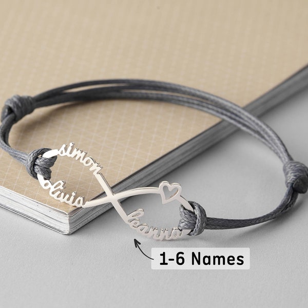 Infinity Armband Namen, Muttertagsgeschenk für Mama, Mutter Armband mit Kindernamen, Mama personalisiertes Geschenk