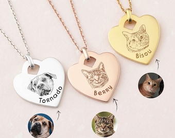 Cadeau de perte de chat • Collier de portrait d'animal de compagnie • Bijoux de perte d'animal de compagnie • Collier de photo de chien • Cadeau de sympathie de chien • Bijoux de portrait d'animal de compagnie • Bijoux commémoratifs