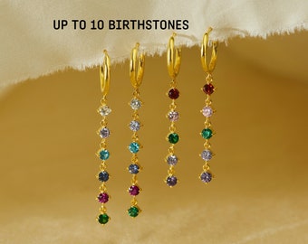 Birthstone Huggie Earrings, Personalized Gift For Mom, Birthstone Jewelry Gifts, Family Birthstone Earrings, Dainty Birthstone Earrings